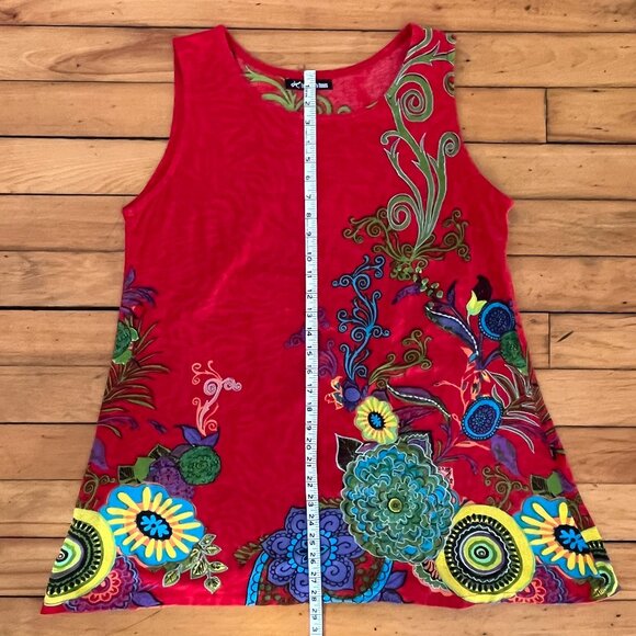 Leopards & Roses Boho Floral Embroidered Tunic, Size Large - Picture 6 of 7